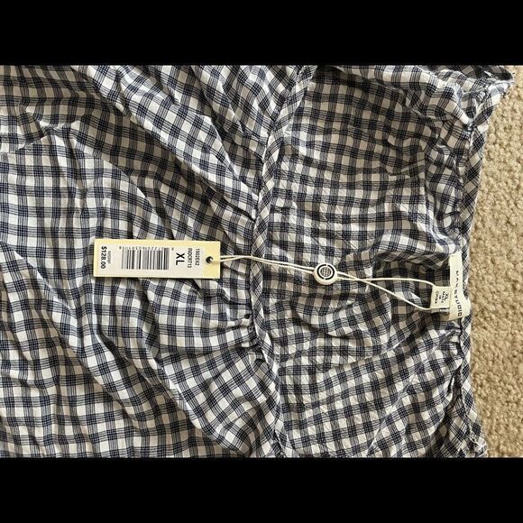 Max Studio 3/4 Sleeve Gingham Print Tiered Mini Dress XL indigo cream - Picture 4 of 7